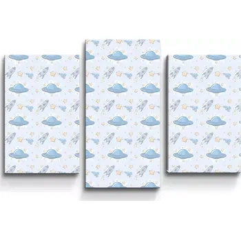 Obraz Sablio Obraz - 3-dílný Létající talíře a rakety - 75x50 cm