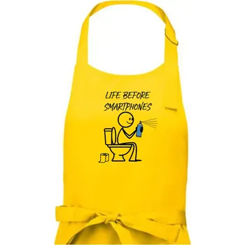 Kuchyňská zástěra LIFE BEFORE SMARTPHONES - Pánská zástěra na vaření - Univerzální velikost ( Žlutá )