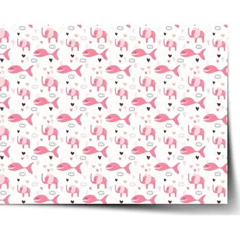 Plakát Sablio Plakát Růžové rybky a sloni - 120x80 cm