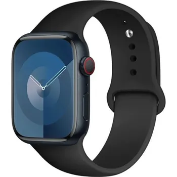 Silikonový řemínek pro Apple Watch Series 9 8 7 6 5 4 3 SE Ultra 2 49 mm - 42 - 44 - 45 mm M-L Vodotěsný měkký pryžový pásek pro pohodlné celodenní nošení černá