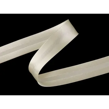 Šikmý proužek saténový šíře 20 mm zažehlený, střední, 4 (043) krémová světlá
