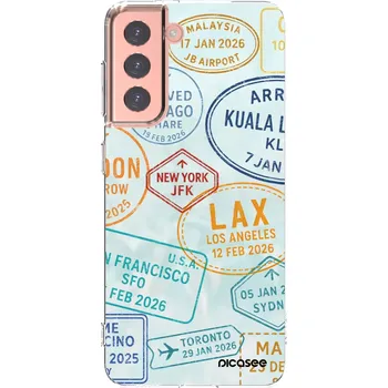 Pouzdro na mobilní telefon Picasee silikonový průhledný obal pro Samsung Galaxy S21 5G G991B - PASSPORT EDITION