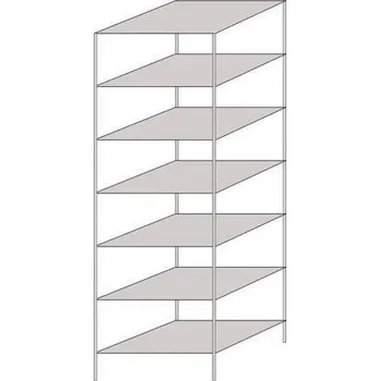 Dílenský regál Kovový regál Hathor, oboustranný, základní, 230 x 75 x 60 cm, 1 100 kg, 7 polic, světle šedý