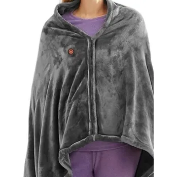 Vyhřívaná deka na zip USB vícezónové zahřívání Jemný měkký materiál Přenosná hřejivá deka na ramena a záda Béžová nebo šedá šedá