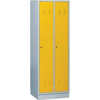 Nábytek Svařovaná šatní skříň Daniel, 2 oddíly, cylindrický zámek, ??edá/žlutá