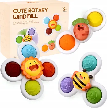 HRAČKA DO VANY PRO DĚTI FIDGET SPINNER S PŘÍSAVKOU 3 KS