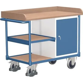 Dílenský vozík se skříňkou, 95,5 x 122 x 64 cm, modrý