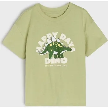 Dětská móda Sinsay - Bavlněné oversize tričko s potiskem - zelená - 280BT-70X - 280BT-70X-104