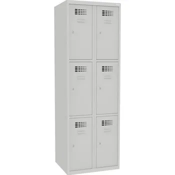 Nábytek Svařovaná šatní skříň Rob, 6 boxů, cylindrický zámek, šedá/šedá