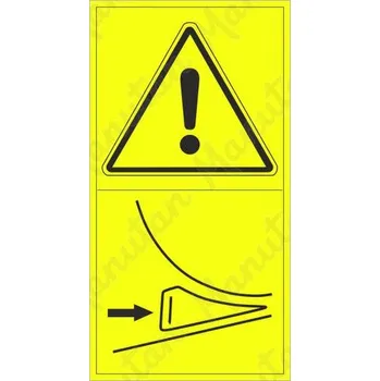 Kancelář Výstraha zajisti mobilní stroj klínem proti samovolnému pojezdu, samolepka 95 x 175 x 0,1 mm