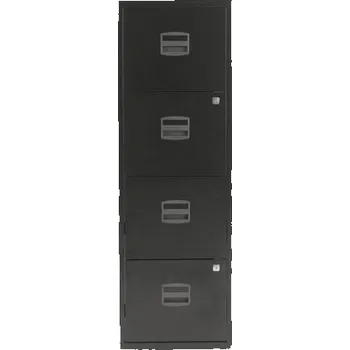 Kartotéka Jednořadá kovová kartotéka A4 Tees, 4 zásuvky, antracit