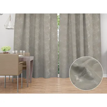 ubrus Sametový závěs Isabela IBL-019 Zlatý/kouřový mramor na šedobéžovém - šířka 270 cm 270x140 cm