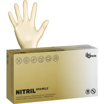 Pracovní rukavice Nitrilové rukavice NITRIL SPARKLE perleťové zlaté, 100 ks, vel. M