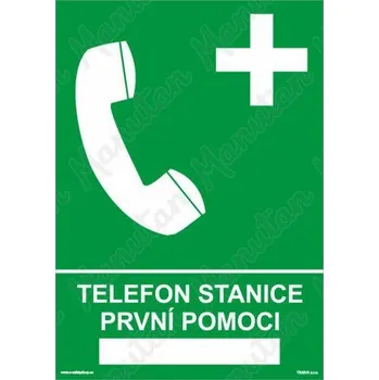 Kancelář Telefon stanice první pomoci, samolepka 210 x 297 x 0,1 mm A4