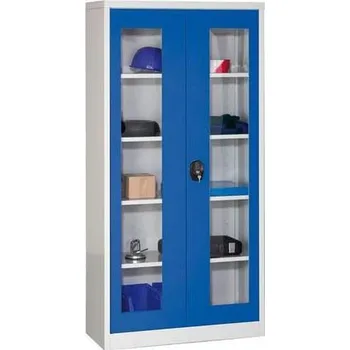 Dílenská skříň na nářadí, 195 x 95 x 40 cm, šedá/modrá