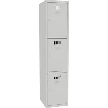 Nábytek Svařovaná šatní skříň Joe, 3 boxy, cylindrický zámek, šedá/šedá