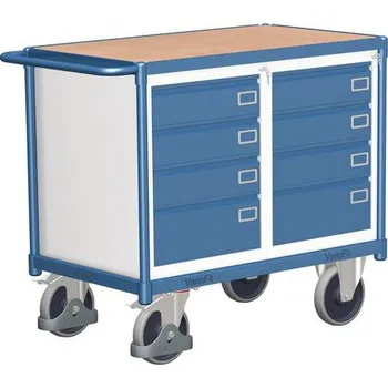 Dílenský vozík s 8 zásuvkami, 93 x 119 x 60 cm, modrý