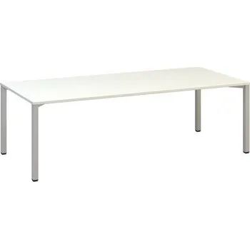 Konferenční stůl Alfa 420 s šedým podnožím, 240 x 100 x 74,2 cm, dezén bílá