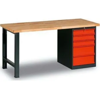 Dílenský stůl Dílenský stůl Weld s 5 zásuvkami, 84 x 200 x 80 cm, antracit