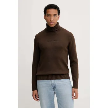 Dámský svetr Svetr s příměsí vlny Guess Jeans hnědá barva, s golfem, M5BR58 Z0561 M5BR58.Z0561 89X, vel. XXL