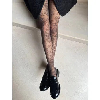 Dámské punčochy Punčocháče vzorované Veneziana Roxane 20den hnědé Cappuccino velikost 5XL