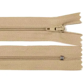 Zip Spirálový zip No 3 délka 25 cm pinlock, malé, 308 hnědá přírodní
