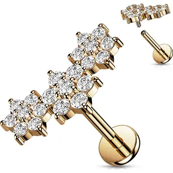 Piercing Šperky4U Zlacený piercing do brady s kytičkami - LB1102RD-1208