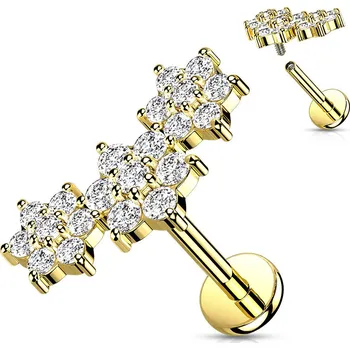 Piercing Šperky4U Zlacený piercing do brady s kytičkami - LB1102GD-1208