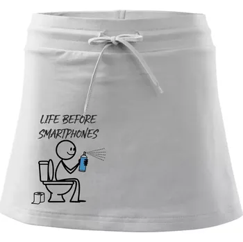 Dámská sukně LIFE BEFORE SMARTPHONES - Sportovní sukně - two in one - S ( Bílá )