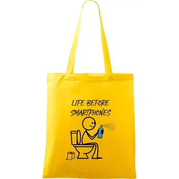 LIFE BEFORE SMARTPHONES - Taška bavlněná - 42 x 38 cm ( Žlutá )