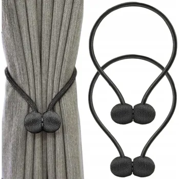 Household Sada 2ks - Dekorativní magnetické kolíčky na záclony PINS / Černá
