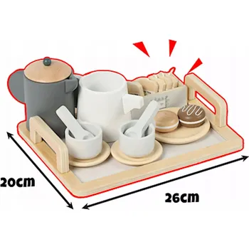 Dětská kuchyňka Dřevěný čajový set pro děti s příslušenstvím 16 ks.