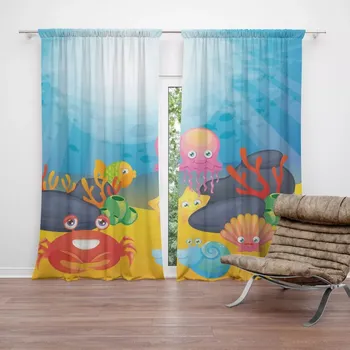 Závěs Sablio Závěs Podmořský svět: 2ks 140x250cm