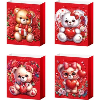 Dárková taška Dárková taška L - Medvídek s růžemi