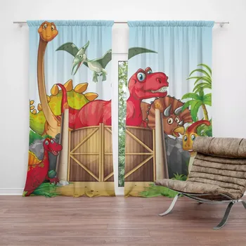 Závěs Sablio Zatemňovací závěs Dinosauři 4: 2ks 140x250cm