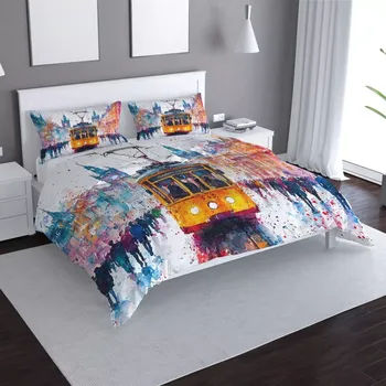 Povlečení Sablio Povlečení Žlutá tramvaj Paint - 140x200 / 90x70