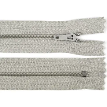 Zip Spirálový zip No 3 délka 25 cm pinlock, malé, 310 šedobéžová