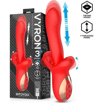 Vibrátor InToYou Vyron 3 Motors Thrusting & Biting Vibrator Red