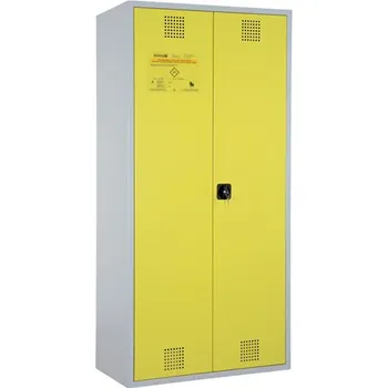 Certifikovaná uzamykatelná skříň – žlutá, dvoukřídlé dveře 16735