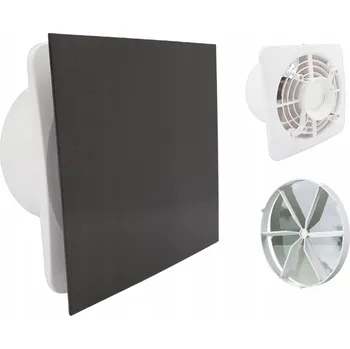 Domácí ventilátor KOUPELNOVÝ VENTILÁTOR DOMÁCÍ FI150mm ČERNÝ VÝKONNÝ STANDARD + ZPĚTNÁ KLAPKA