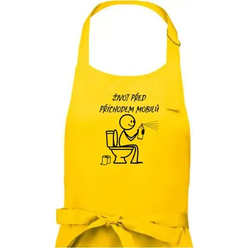 Kuchyňská zástěra Život před příchodem mobilů - Pánská zástěra na vaření - Univerzální velikost ( Žlutá )