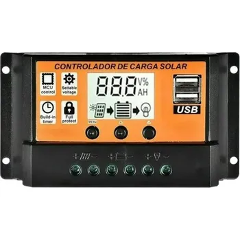 Solární regulátor nabíjení 13,3 x 6,9 x 3,1 cm 12 V 10 A Barevný LCD MPPT/PWM Duální USB Automatická identifikace Ochrany Nabíjení a vybíjení