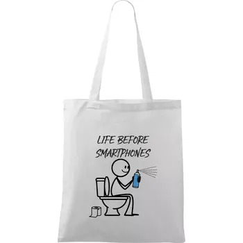 LIFE BEFORE SMARTPHONES - Taška bavlněná - 42 x 38 cm ( Bílá )