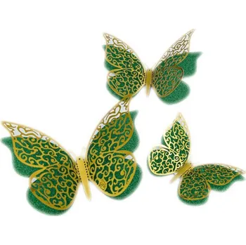Party dekorace Dortisimo Nejedlá dekorace zeleno-zlatá Motýlci (12 ks)