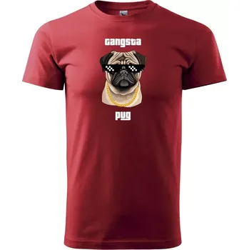 Pánské tričko Sablio Tričko s potiskem Gangsta pug - červené S