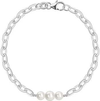 Náramek Náramek ze stříbra 925 - bílé syntetické perly Swarovski, podlouhlé články