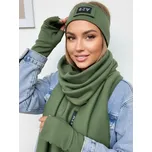 Teplákový VSB set šála + čelenka + rukavice olivová, VELIKOST UNI