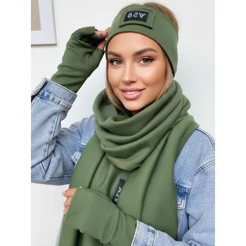 Šála Teplákový VSB set šála + čelenka + rukavice olivová, VELIKOST UNI