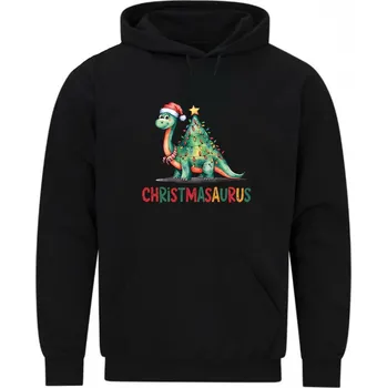 Pánská mikina Pánská mikina Vánoční Dinosaurus Christmasaurus (Velikost: 5XL, Barva: Černá)