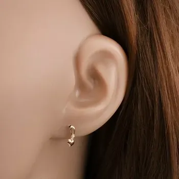 Náušnice Briliantové náušnice - 14K žluté a růžové zlato, srdíčko na stopce, diamanty